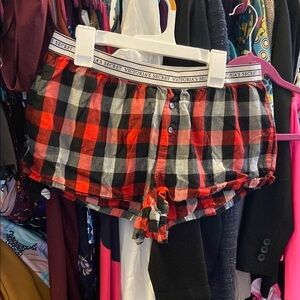 Victoria's Secret Women's Red and Black Plaid Shorts